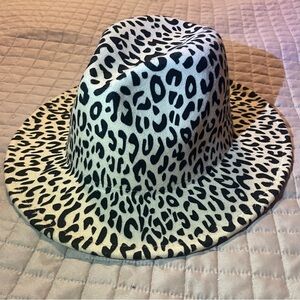 Cheetah leopard wide brim fedora hat